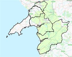 map Gwynedd- ffiniau