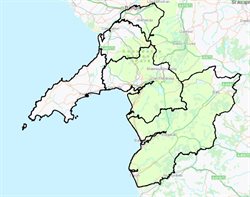 map Gwynedd- ffiniau