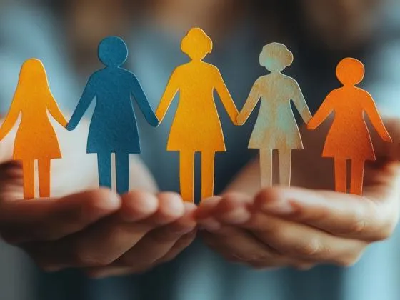 Hands holding a paper chain
