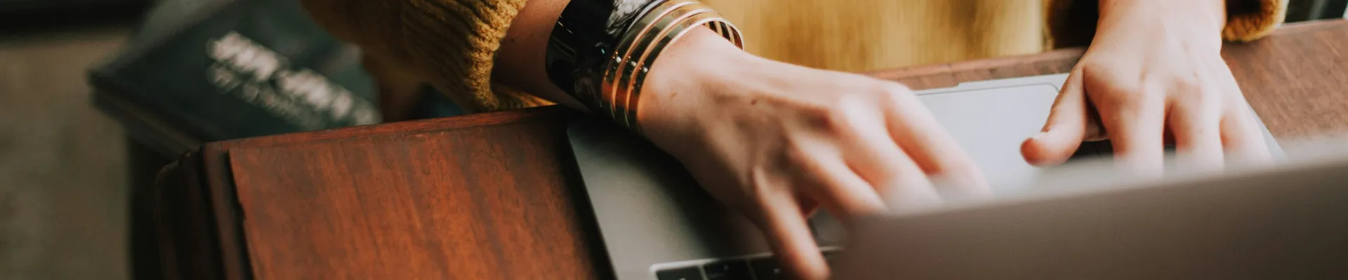 Person using a laptop / person yn defnyddio gliniadur