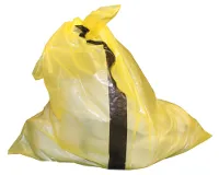 Bag plastig melyn â stribed du